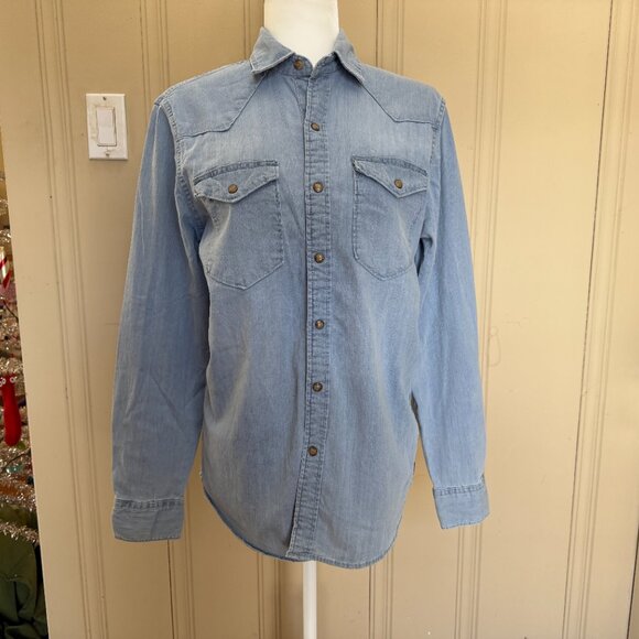 Wrangler Denim Shirt Jacket Pearl Snap Flex for Fit - Picture 2 of 6